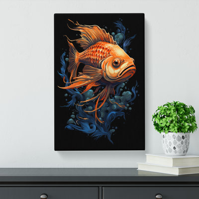 Fish Tachisme Art - Wrapped Canvas