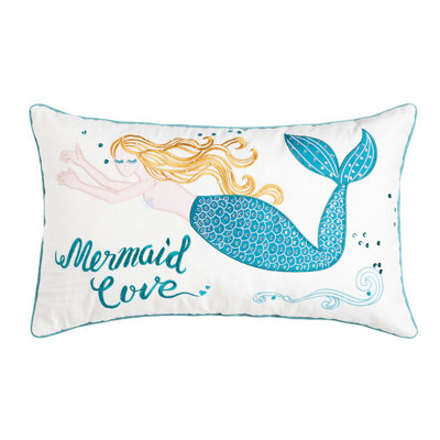 24" Mermaid Love Embroidered Throw Pillow
