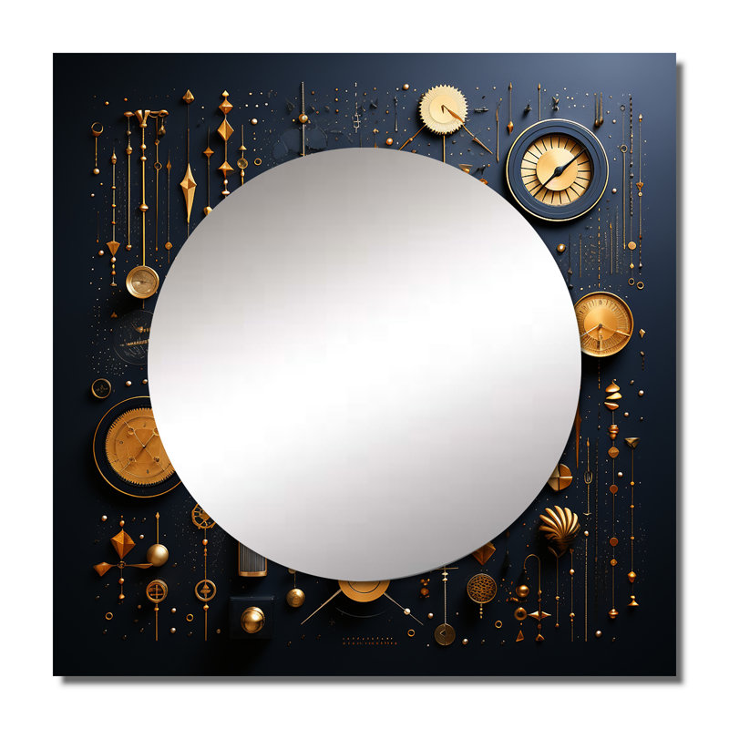 Lethco - Grand miroir carré géométrique pour décoration murale, 23 po x 23 po