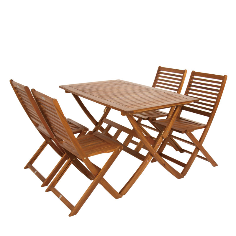 Antonio 4 - Person Acacia Wood Patio Dining Set with Rectangular Table