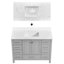 48'' Bathroom Vanity, Freestanding Vanity With Top, Solid Wood Frame Bathroom Storage Cabinet Grey