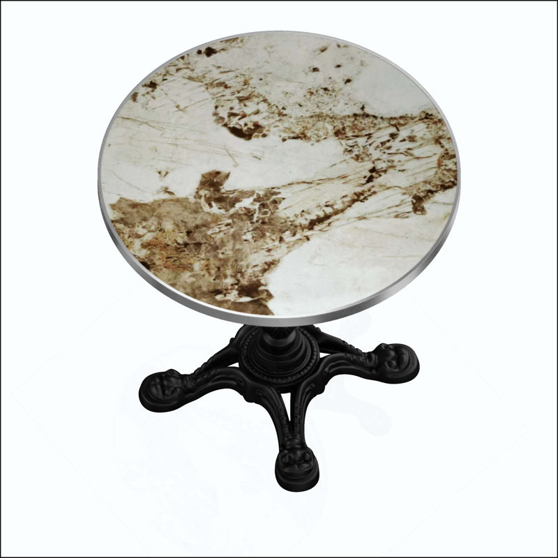 Marble-Look Sintered Stone Square Table - Heavy-Duty Cast Iron Base For Bistro, Cafe, Bar & Home Use, White Marble