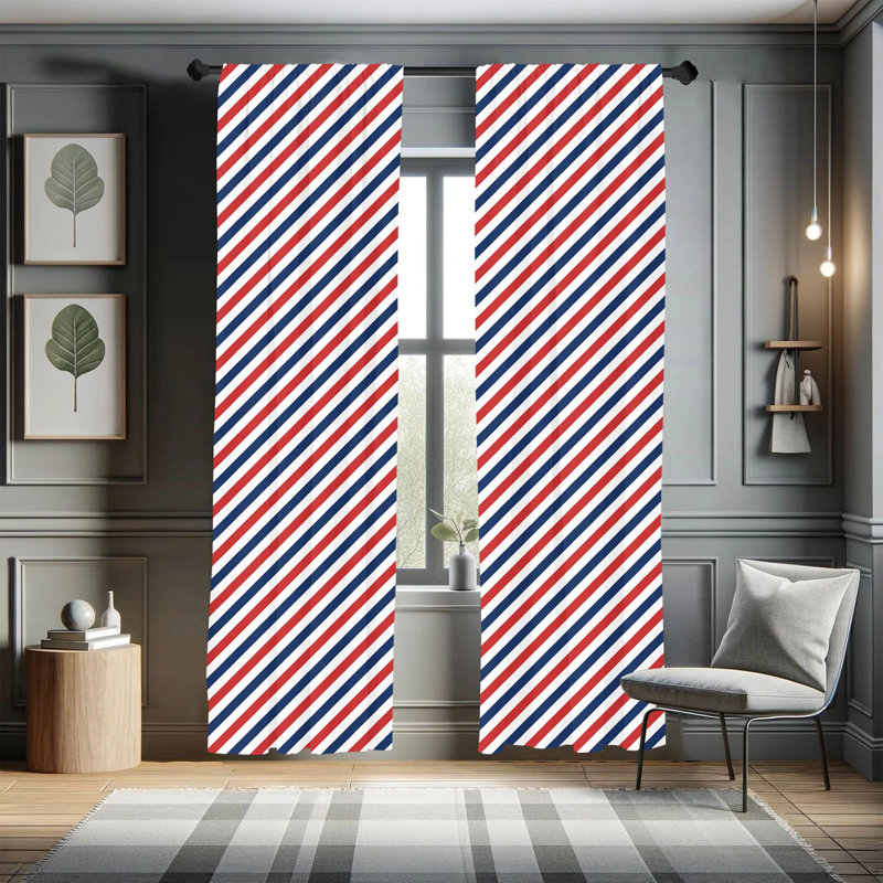Harbour Striped Semi-Sheer Rod Pocket Curtain Panels, 28" x 95"