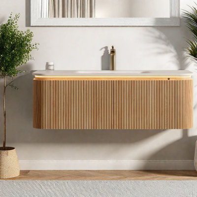 Meuble-lavabo élégant avec meuble-lavabo en bois et lavabo intégré pour les salles de bain modernes
