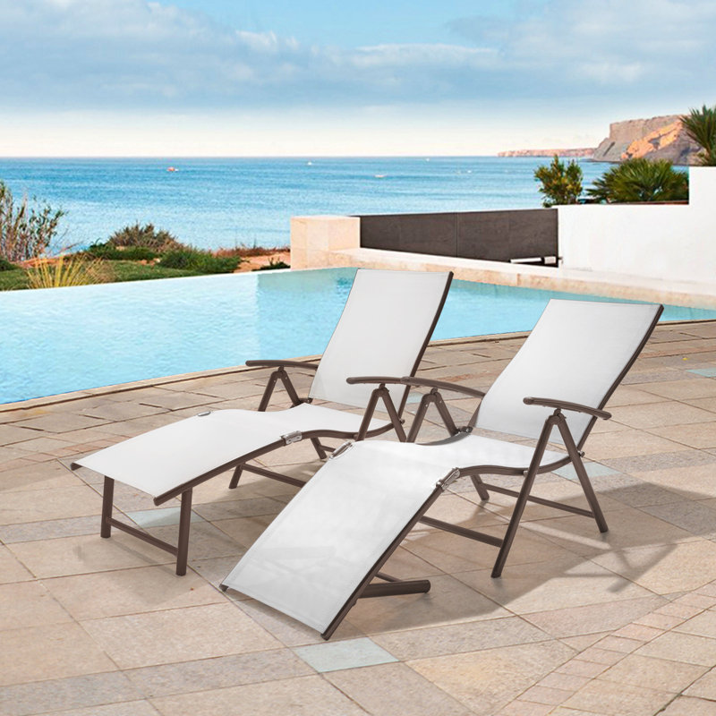 Cllgone 45" Long Reclining Steamer, Brown/Light Gray