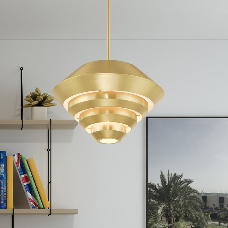 Luminaire suspendu géométrique à 1 lumière Amsterdam, Laiton satiné
