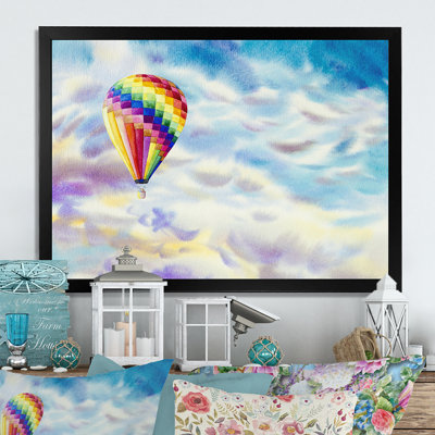 «Colorful Air Ballons Landscape», reproduction sur toile flottante