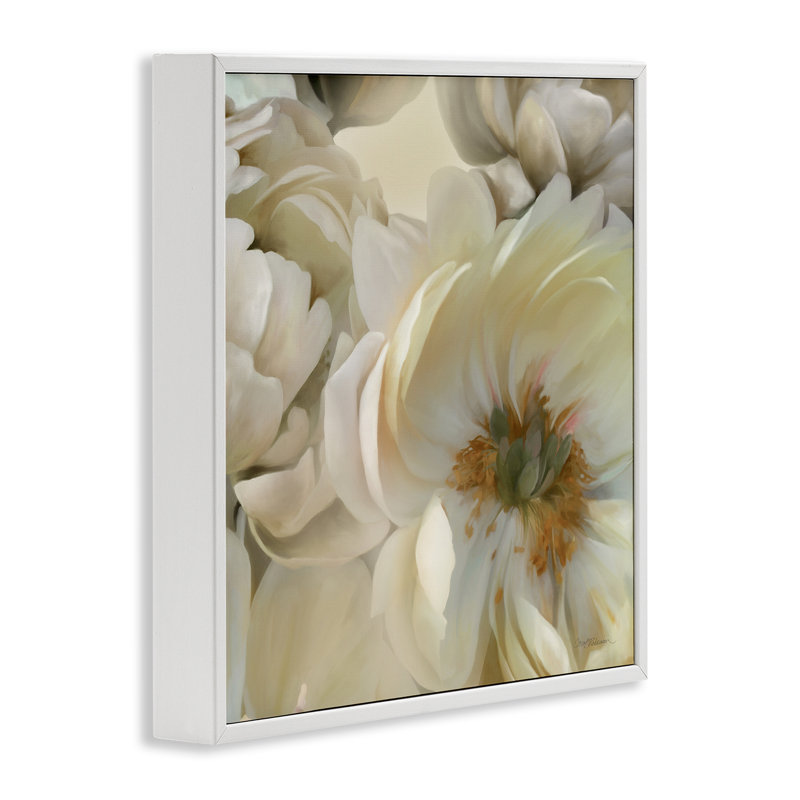 Art de giclée sur pétales de magnolia enroulés par Carol Robinson, Cadre blanc, H 12 po x l 12 po