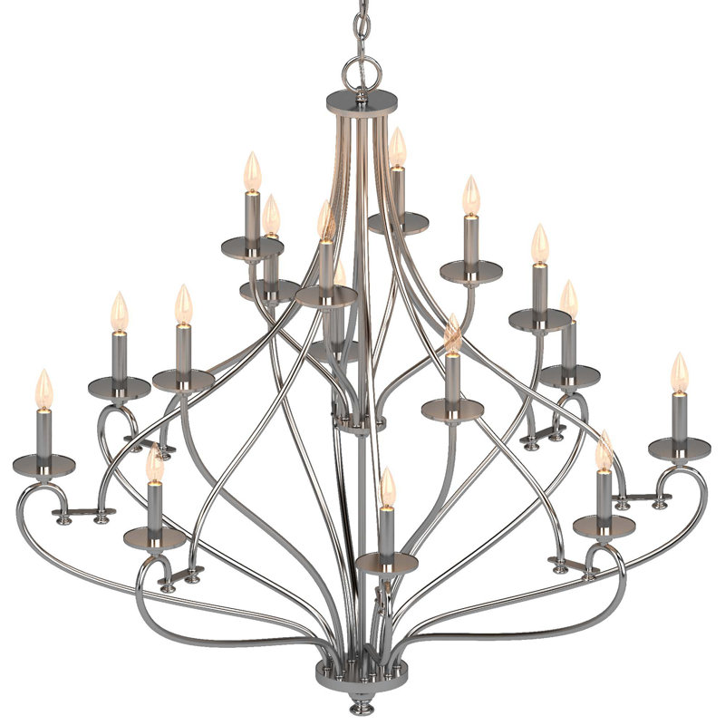 Lustre candélabre intérieur en chrome 16 lumières Tes