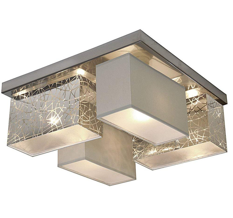 Pascoe Fabric Semi Flush Mount, Silver/Grey