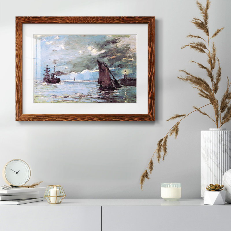 " Seascape " by Claude Monet Painting Print, Maple, 18" H x 26" W x 1.5" D