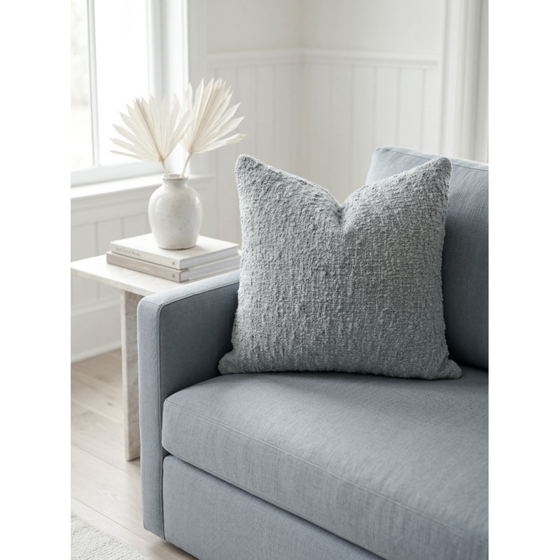 Cloud Grey Cozy Boucle Cotton Pillow 20x20 Cover Only