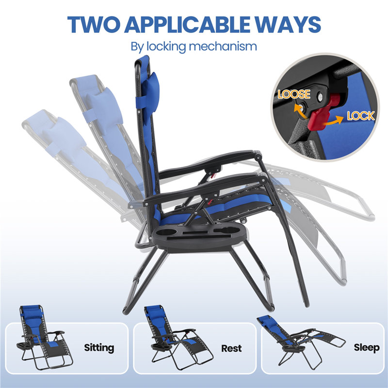 Colour Folding Camping Chair with Cushions, Navy Blue