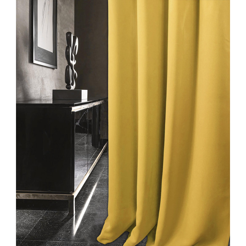 Chacra Room Darkening Curtain Pair, Width 114 x Drop 137cm, Ochre