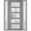 Façade extérieure pré-montée Fibre de verre verre givré / Manux 8002 frêne gris / 2 fenêtres extérieures latérales / Bureau Portes d'entrée commerciales et résidentielles Garage de garage-W12 + 36 + 12 po x H80 po - Gauche à l'intérieur-98196298-98196296-98196293