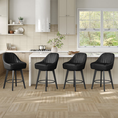 Swivel Upholstered Counter Stool with Metal Frame
