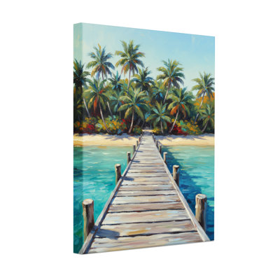 Plantes et fleurs, plage tropicale, quai, palmiers