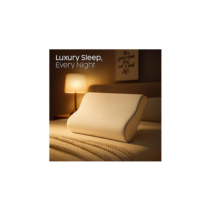 Casabella Advanced Cervical Memory Foam Pillow - Orthopedic Contour for Neck & Shoulder Pain Relief - Ergonomic Support for Side & Back Sleepers, Stops Snoring, Includes Hypoallergenic Cover.
