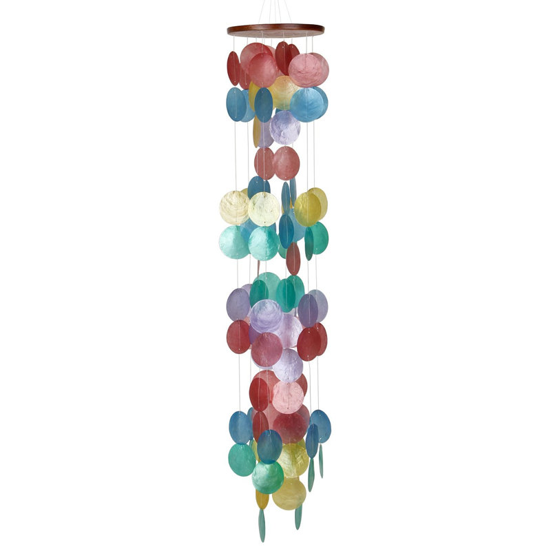 Multicolored Capiz Shell Waterfall Wind Chime, 40" Long