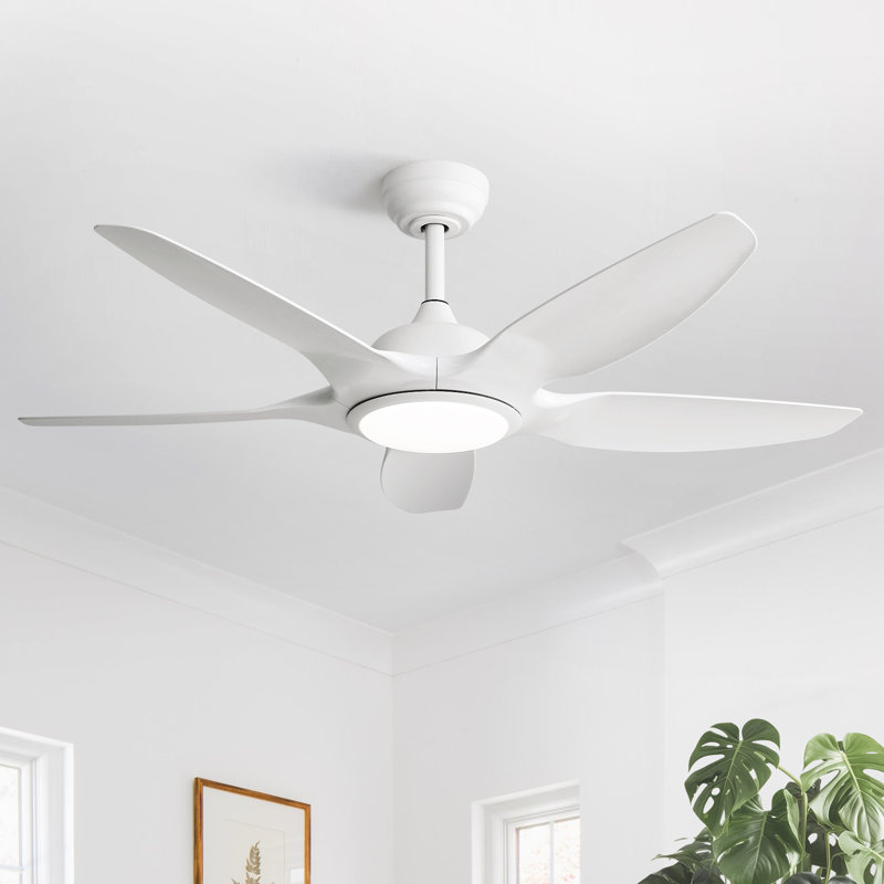 Lakenzie 48'' 5-Blade Modern Ceiling Fan with LED Light and Remote Control, White