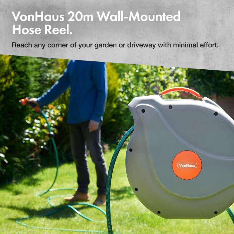 VonHaus 20m Auto Rewind Hose Reel