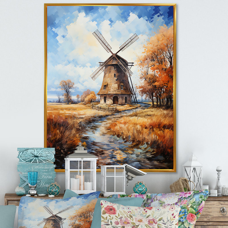 Vangogh The Old Mill, encadré sur toile par Vincent Van Gogh, peinture, Cadre flottant doré, H 32 po x l 16 po x P 1 po