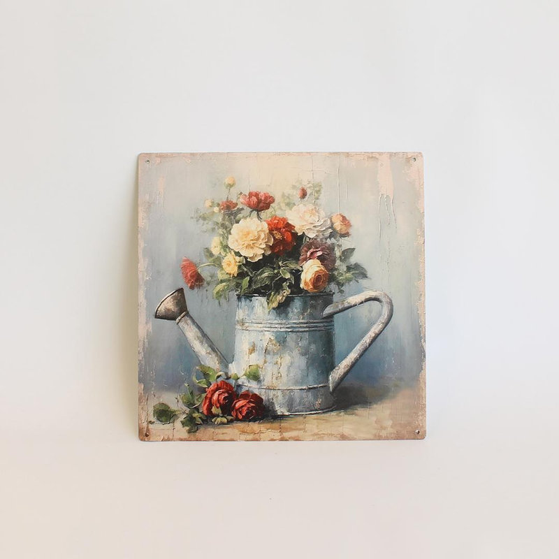 Watering Can With Flowers Wall Decor