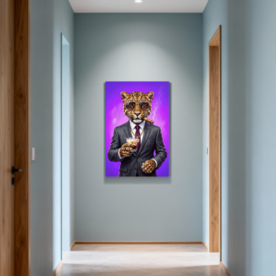 Animaux léopard en costume avec cigare et cocktail