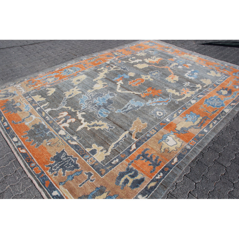 Tapis turc rétro fait à la main en pure laine avec un design unique pour une décoration intérieure élégante