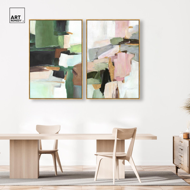 "Silent Radiance Duo", impression sur toile bleue par Art Remedy, cadre doré, 36 x 54, H 55 po x l 37 po, Encadrement doré