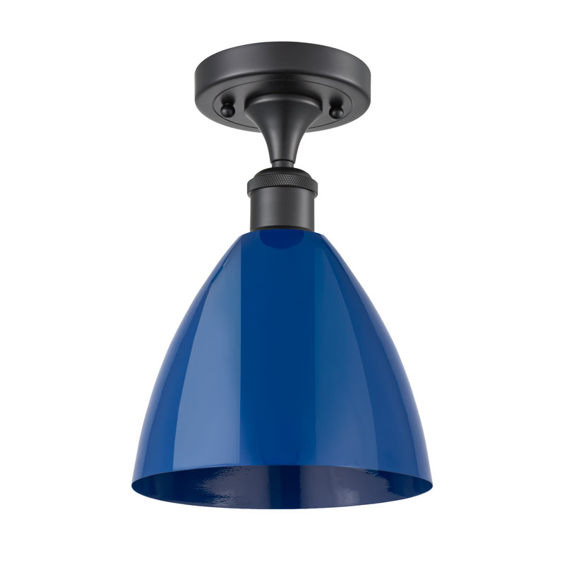 Semi Flush Mount, Blue, Matte Black