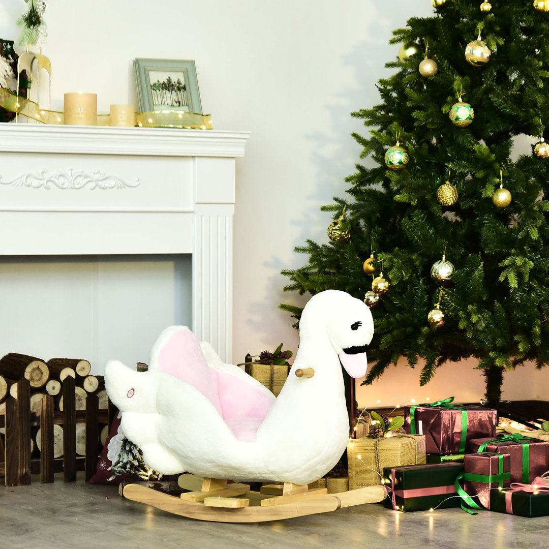 Kids Plush Toy Swan Style Rocker Qaba