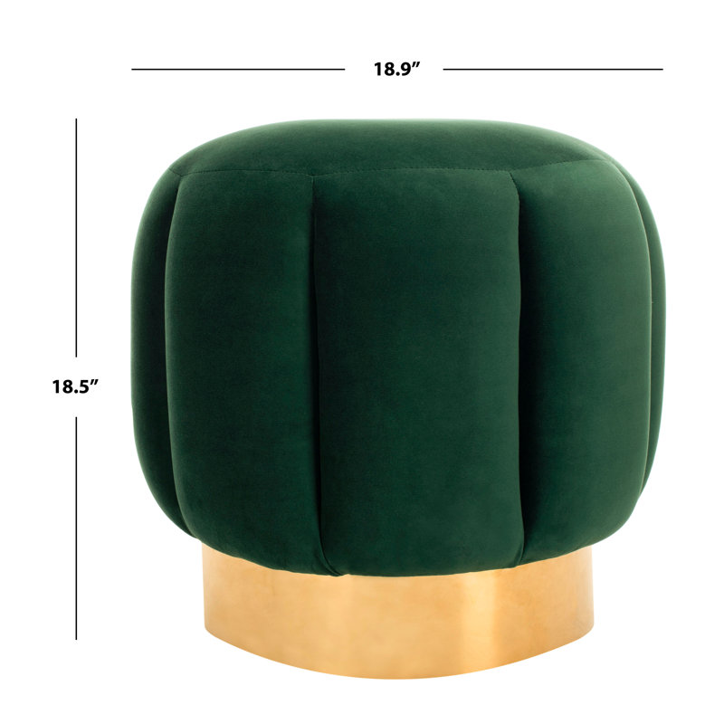 Maxine Round Ottoman, Emerald Velvet