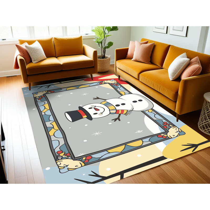 Tapis de vacances d'hiver de Noël lavable The Holiday Aisle®, Tapis de couloir 2 pi x 4 pi