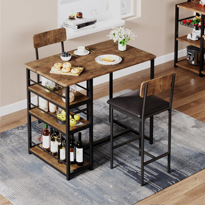 80.4 lbs 40.4 x 22 x 7.1 in 5 Piece Bar Height Dining Set Table and 4 PU Upholstered Bar Stools with Metal Frame and Engineered Wood Top for Kitchen Dining Room Breakfast Bar Island Retro