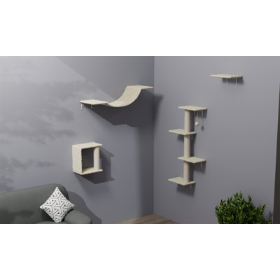 Meuble mural moderne pour chat - 4 pièces