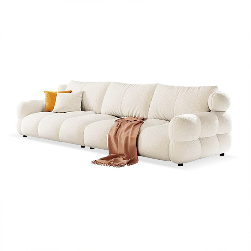 Creamy white Polyester Modular Sofa, 35.43" H x 94.49" W x 39.37" D