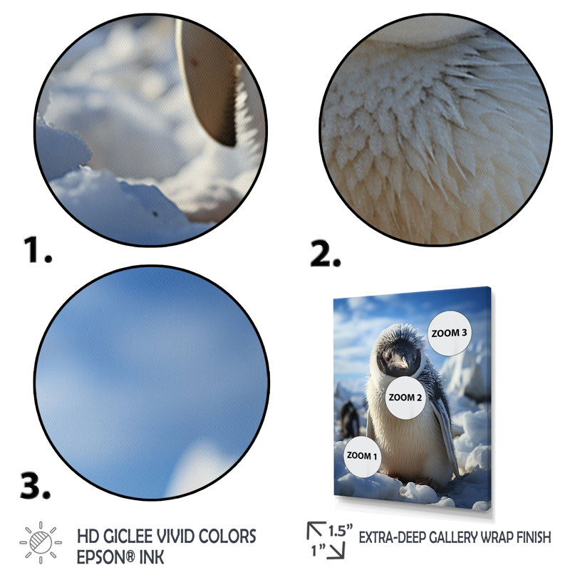 «Ivola Penguin Adorable Penguin II», reproduction sur toile, H 32 po x l 24 po x P 1 po, Encadrement doré