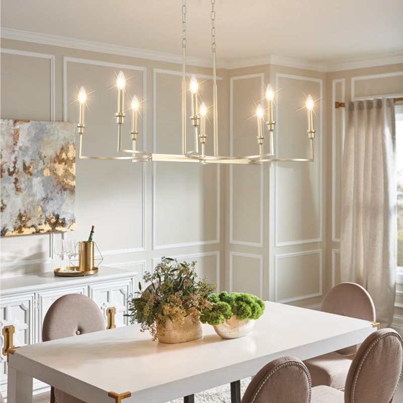 8-light Modern Kitchen Island Chandelier, Polished Brass