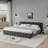 California King Size Upholstered Bed ,Comfortable Upholstered Bed Frame, Chenille Fabric, With Headboard And Solid Bed Frame. With Drawer For Storage.-Dark Gray(90.5''*80.5''*31'')-1839246611