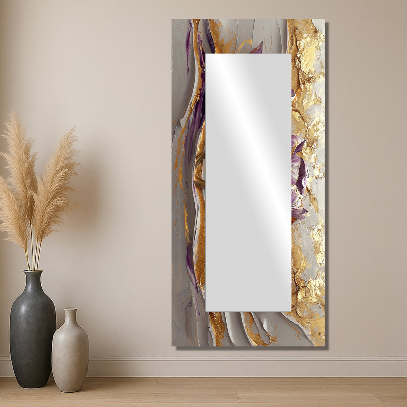 Marbled Tulips Field On Cream River I - Floral Mirror Wall Art - Printed On Metal, 28" x 60"