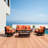 Kechia Wicker/Rattan 6 Person Seating Group with Sunbrella Cushion Covers-2040143023