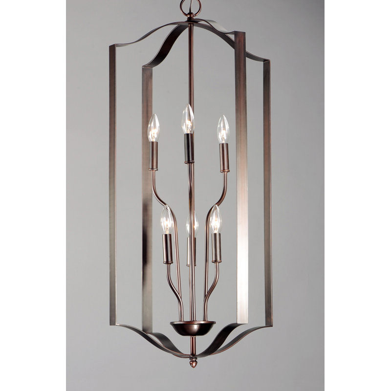 Lustre géométrique à 6 lumières Albano, Bronze huilé