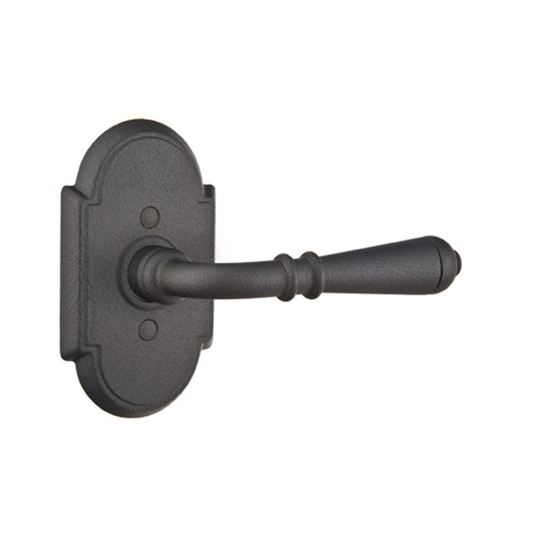 Round Passage (Hall & Closet) Door Lever with Arch Rosette, Right, Flat Black