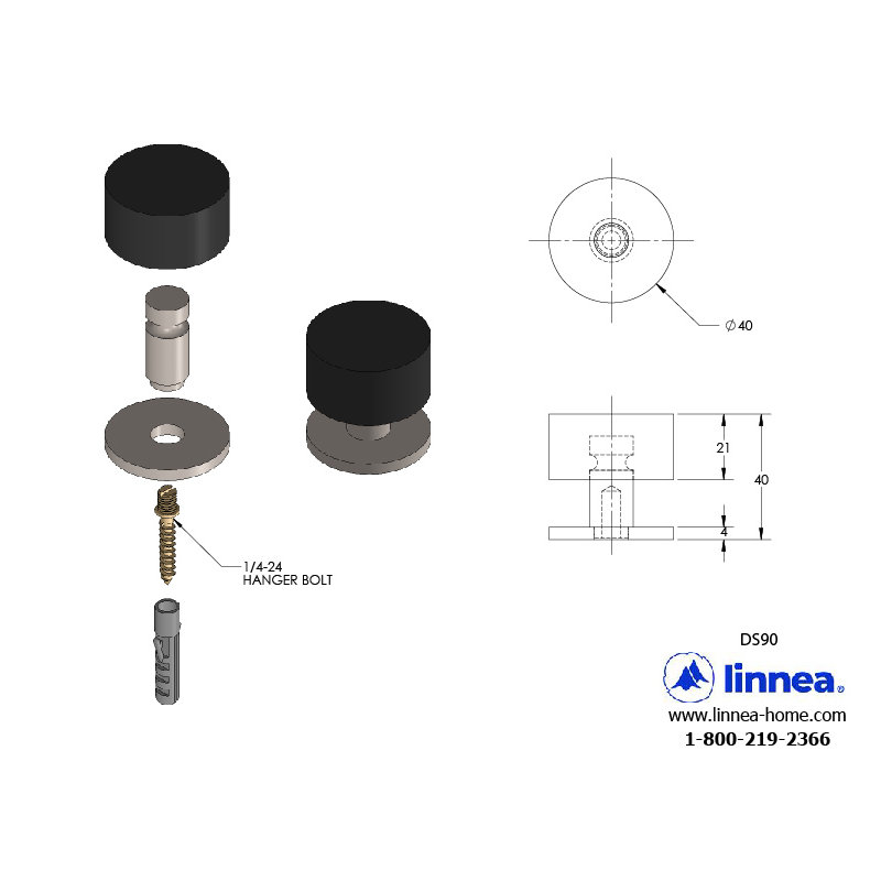 Stainless Steel Floor Mount Stop, Polish Stainless Steel