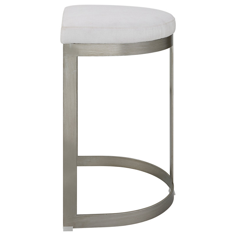 Ivanna Upholstered Stool with Metal Frame, Silver