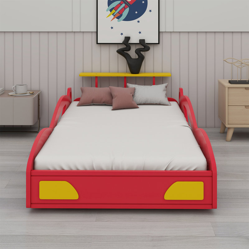 Lit plateforme en forme de voiture, Rouge