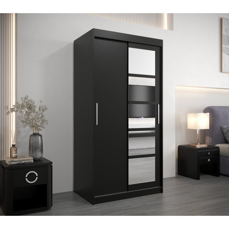 Aaisha 2 Door Manufactured Wood Wardrobe, Black Matte