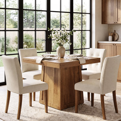31.5" Square Dining Table for 2-4, Small Kitchen Table with Thick Tabletop & Sturdy Trapezoidal Base, Fits for Dining Room, Small Space, Apartment