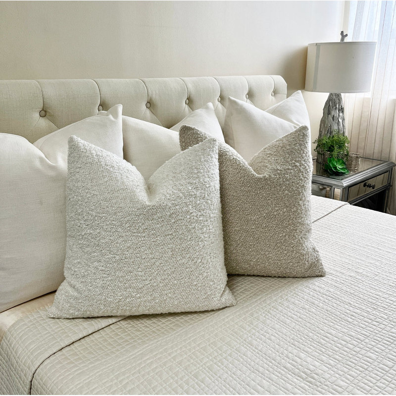 Housse de coussin Bouclé, H 20 po x l 20 po, Blanc cassé